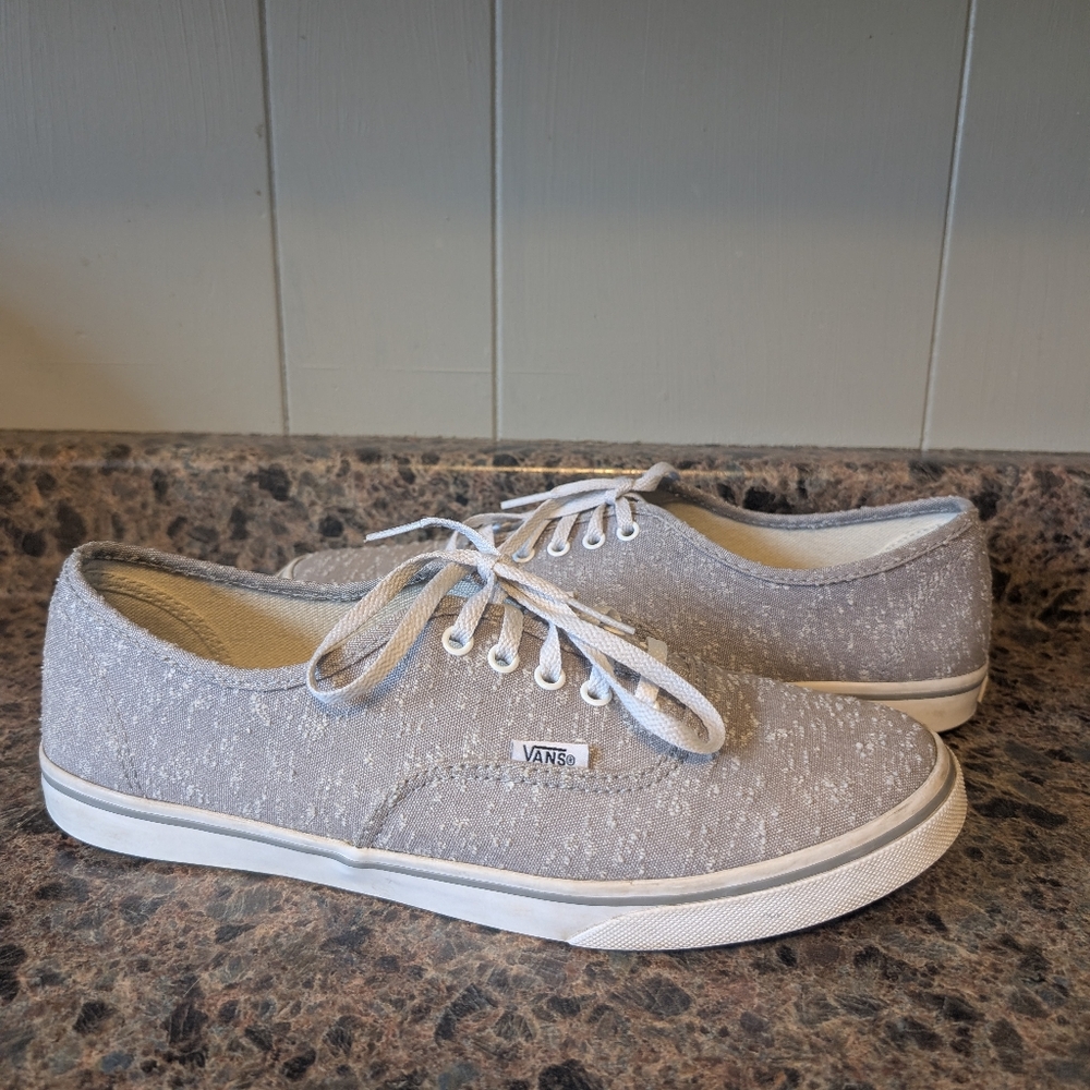 Vans Light Gray Canvas Lace-Up Sneakers